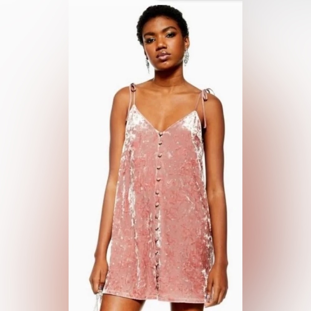 Topshop Pink Velvet Star Dress